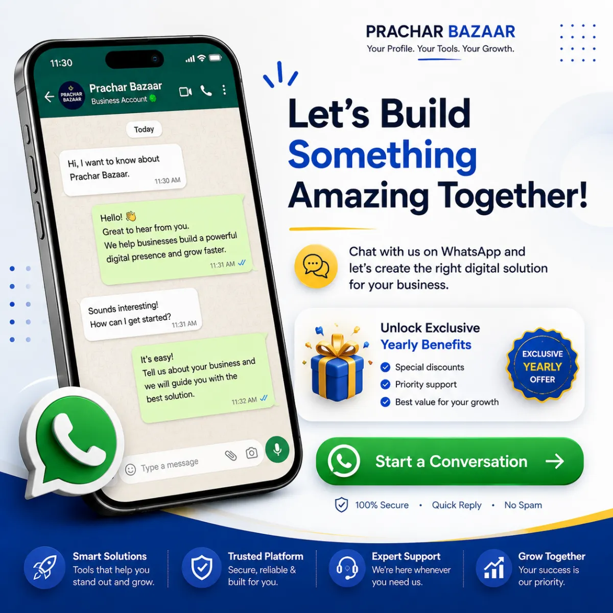 Ready to give your business or service a Smart Digital Presence? Connect with us on WhatsApp and claim your exclusive yearly discount offer.